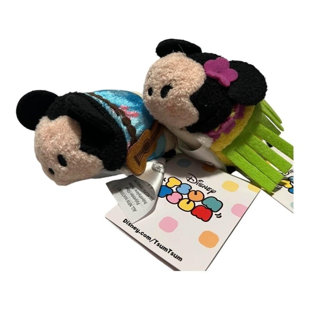 Mickey & Minnie – Tsum Tsum Mini – Hawaiian Luau 2015 Japan – NWT Set of 2